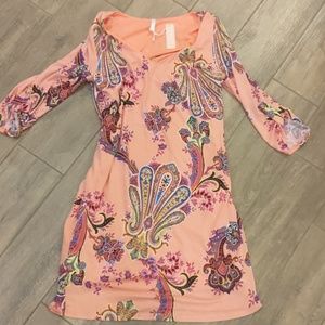Maternity dress Peach Paisley Size M. 3/4 sleeves